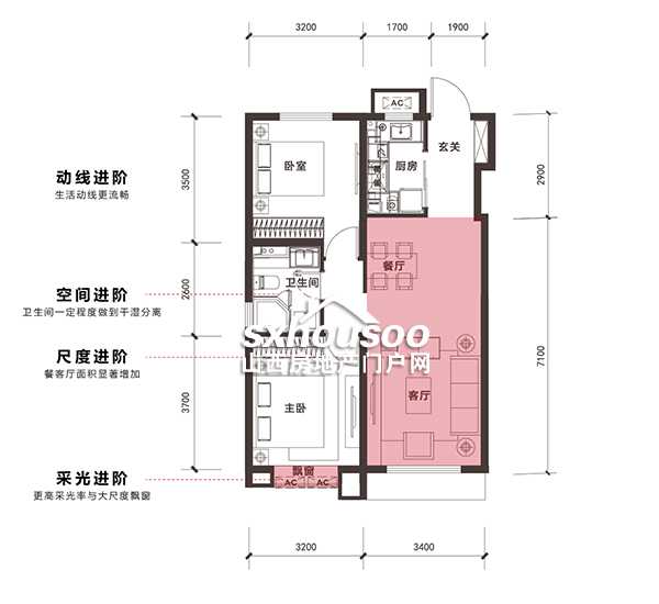 兩室兩廳一衛(wèi) 85㎡