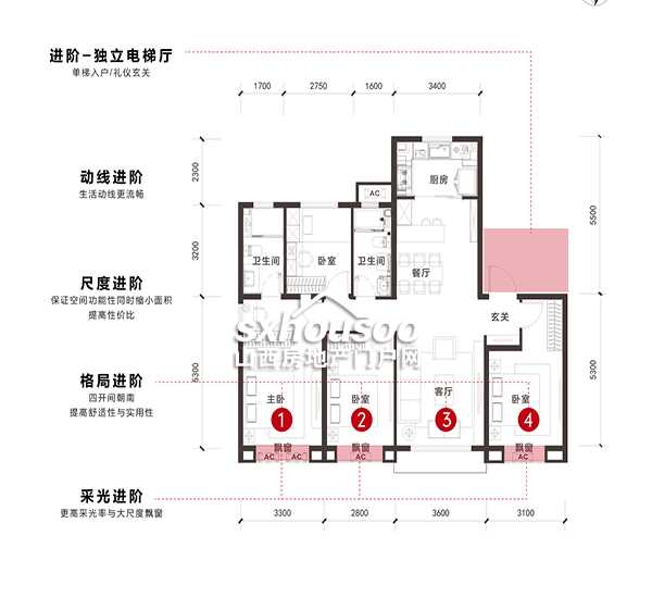 四室兩廳兩衛(wèi) 140㎡