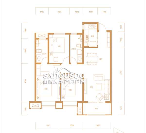 三室兩廳兩衛(wèi) 119.89㎡