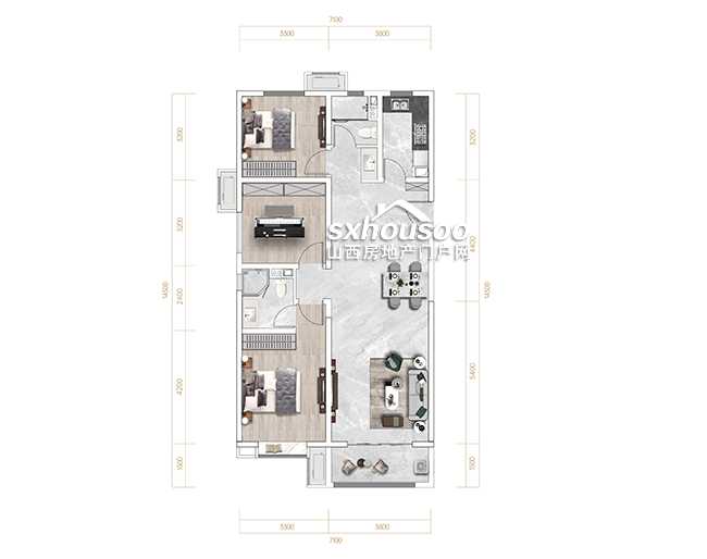 北區(qū)D2：3室2廳2衛(wèi) 125㎡