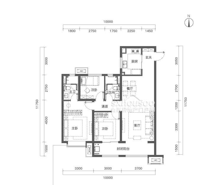 125㎡三室兩廳兩衛(wèi)