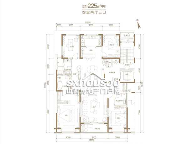 225㎡ 四室兩廳三衛(wèi)